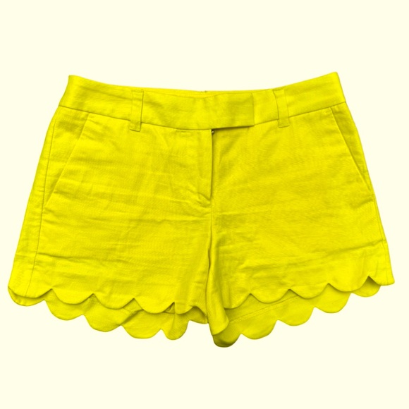 J. Crew Factory Pants - Jcrew Factory Yellow Linen Scalloped Shorts 3.5” Size 2